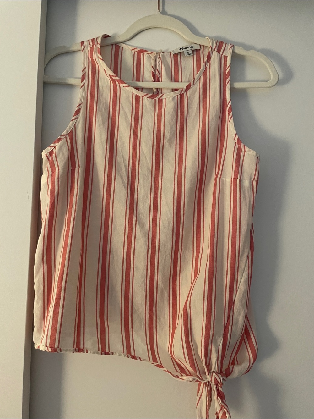Madewell pink and white striped tank blouse